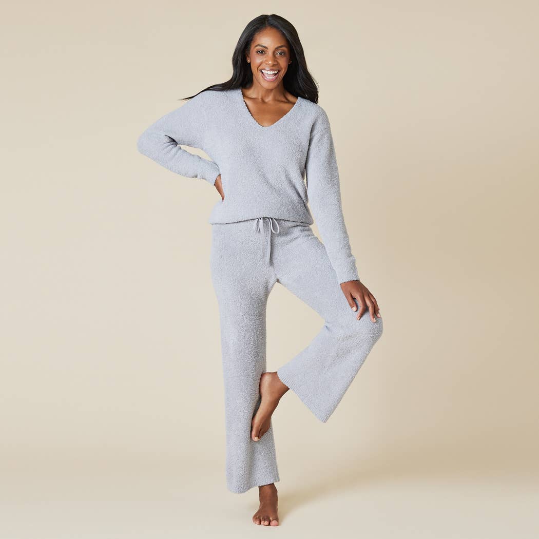 Softies - Solid Marshmallow V-Neck Lounge Set: Grey / S