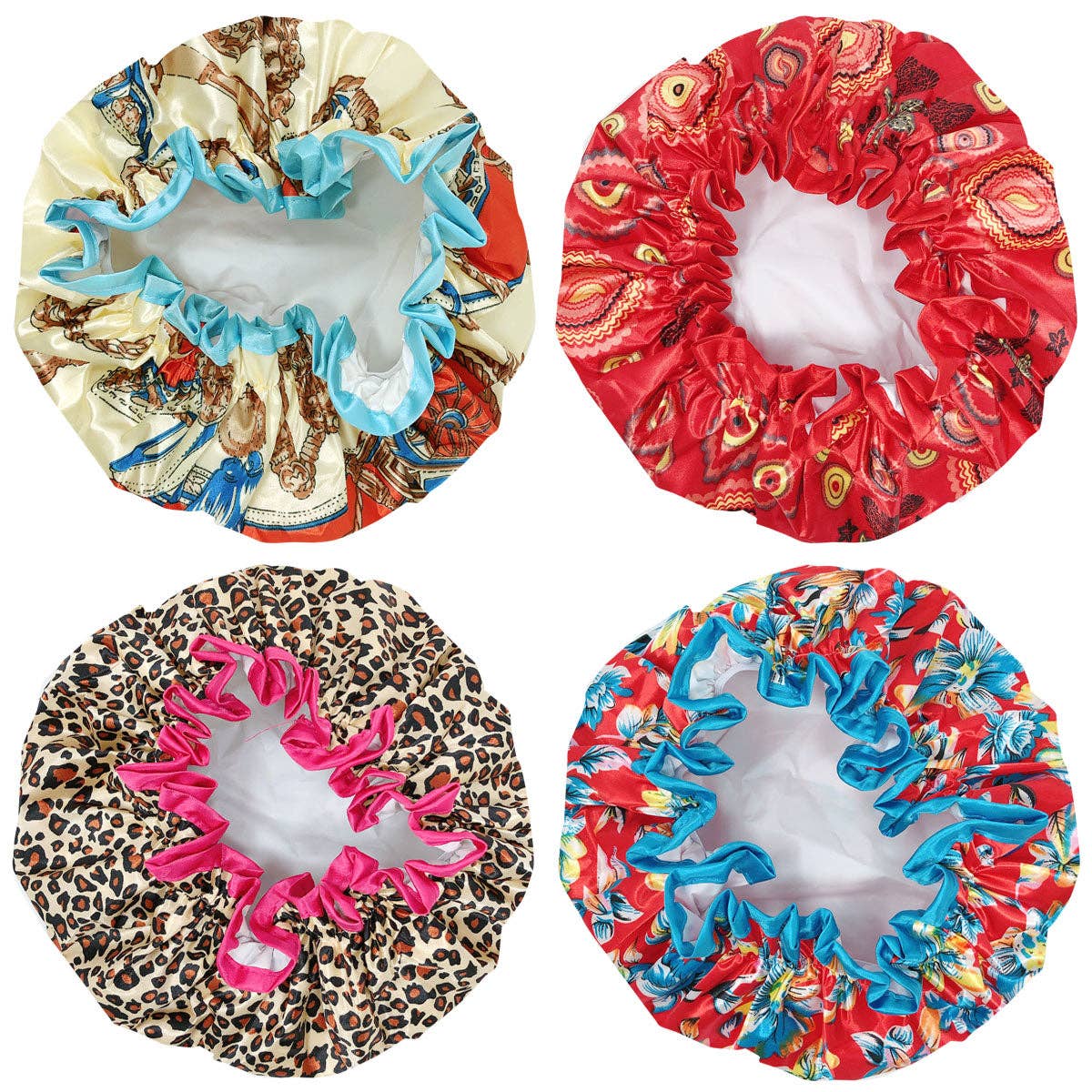 Wrapables.com - Wrapables  Double Layer Waterproof Shower Caps (Set of 4): Majestic Floral