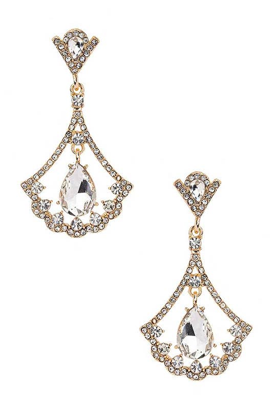 Artini Accessories - Crystal Drop Formal Chandelier Earrings: Rhodium/Clear