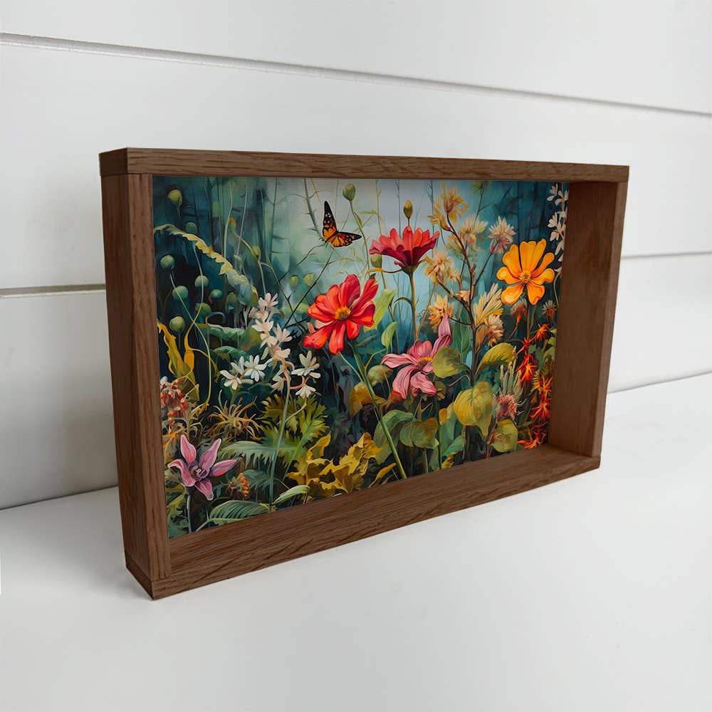 Hangout Home - Lush Garden - Nature Canvas Art - Wood Framed Floral Decor: 24x36" Extra Large Canvas Art with Thick Wood Frame