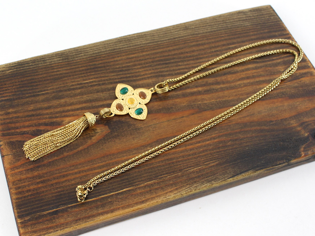 Pretty Persuasions - N24069 Stone Adorned Stainless Steel Pendant Tassel Necklace: 01 Multi