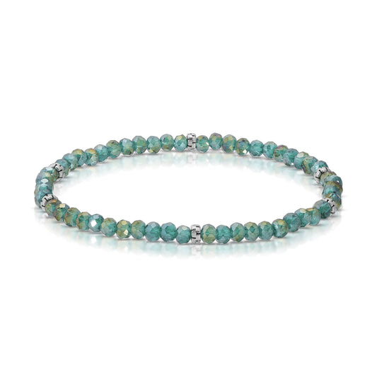 My Fun Colors - Mini Crystal Beaded Stretch Bracelet | So Many Great Colors!: Teal Gold ab+Silver Accent (MC711S)