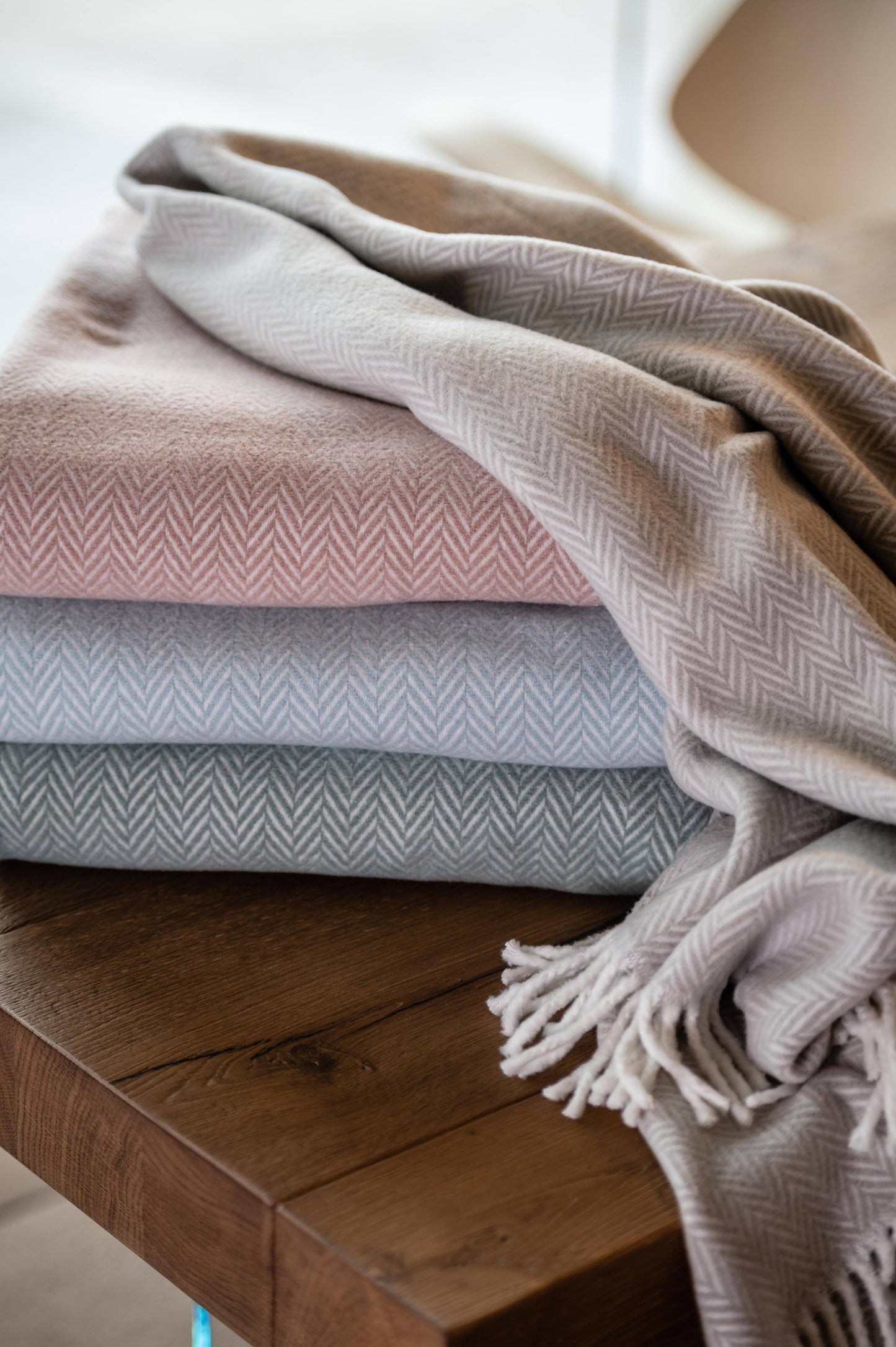 A Soft Idea - 355 - Herringbone Plush Throw: Stone