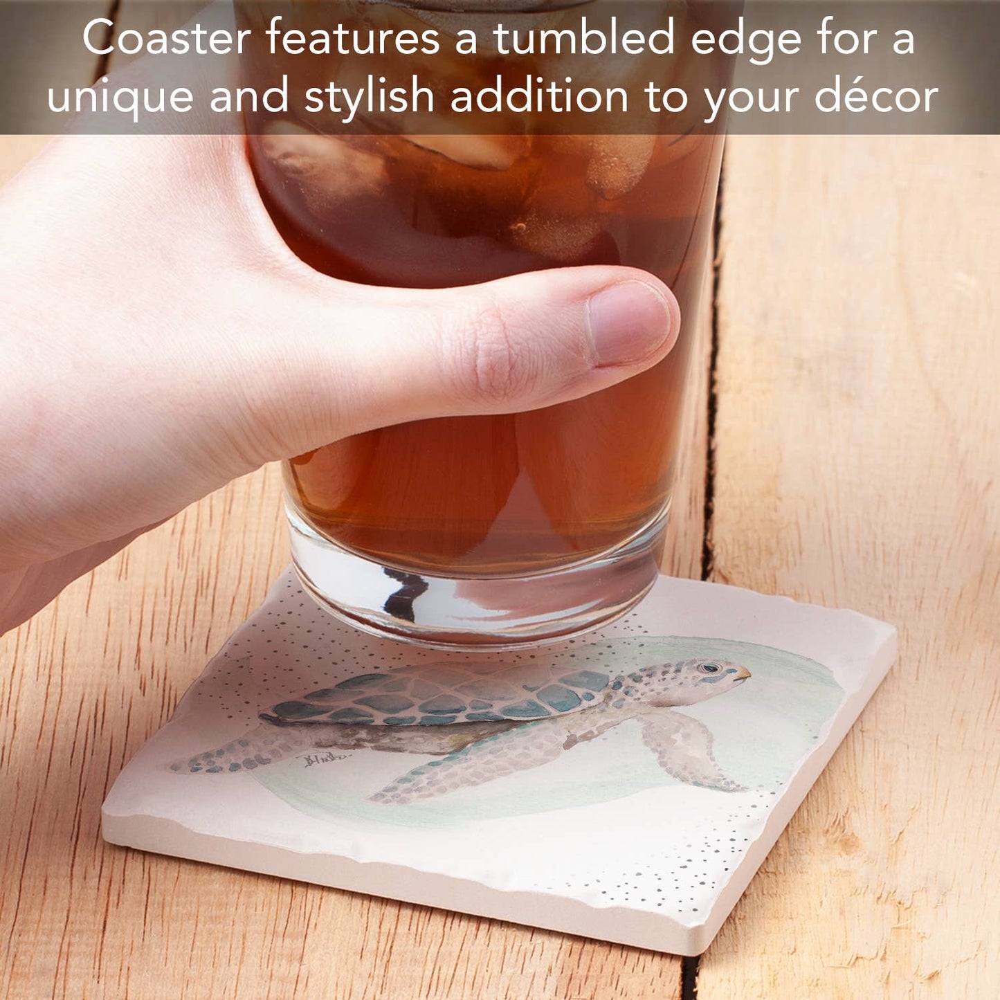 CounterArt/Highland Home/Thirstystone - "Sea Turtle" Single Absorbent Stone Tumbled Tile Coaster