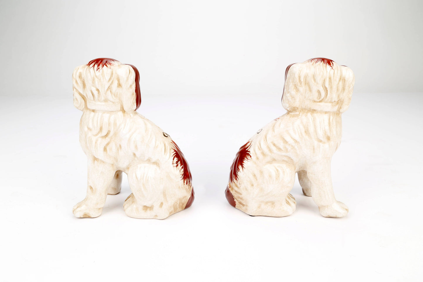 AA Importing - Staffordshire Dog Pair, Brown and White w/ Brown Finish