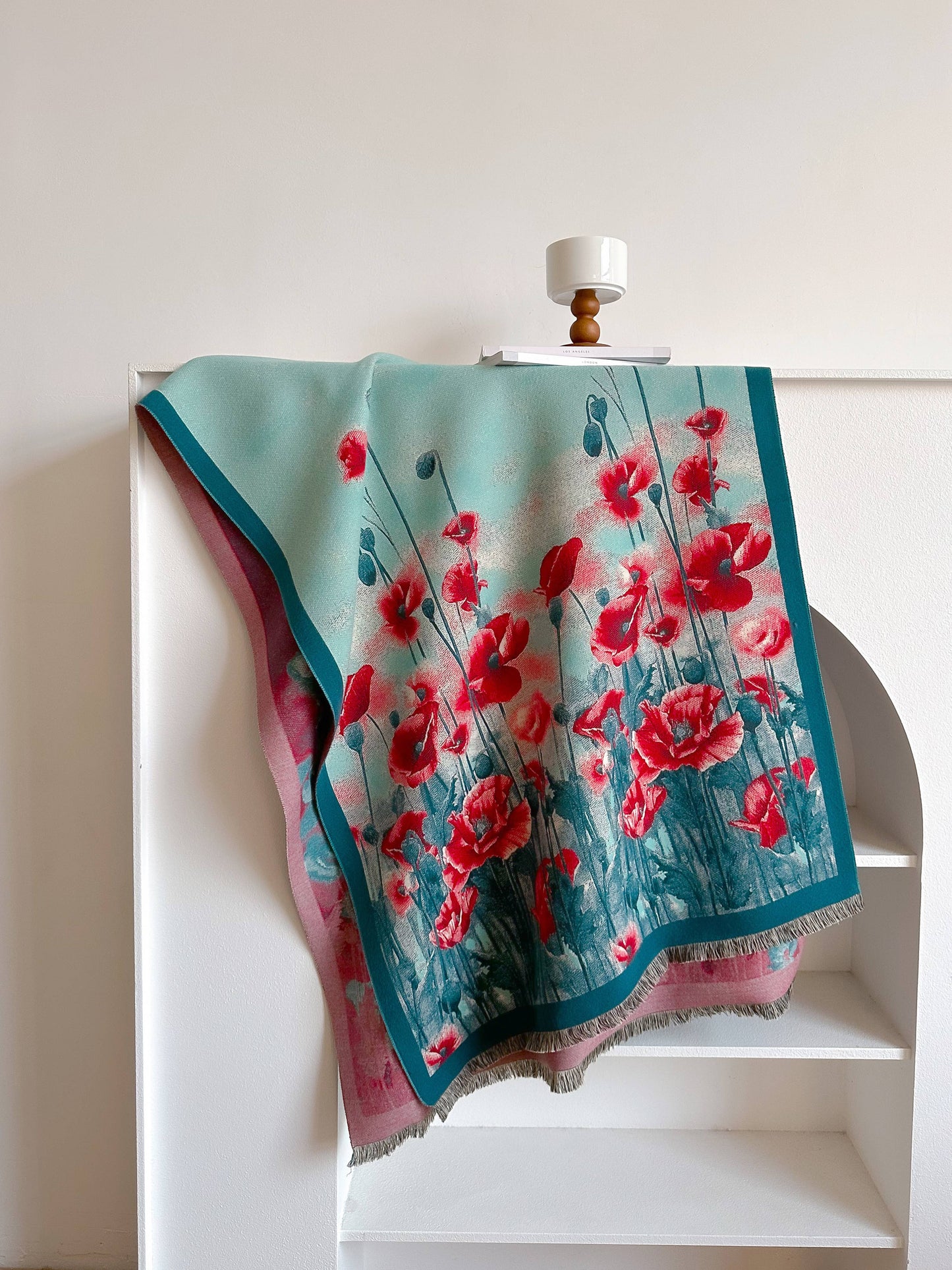 Winding River - Shawl Turq / Red Poppy Field Reversible Wrap – Artisan Shawl