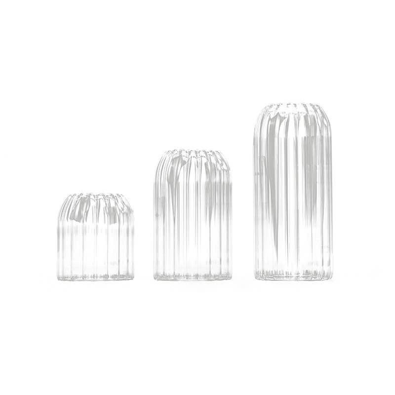 Sweet Home Deco - Stripes Clear Bud Vases, Borosilicate Light Weight Glass: 8''T