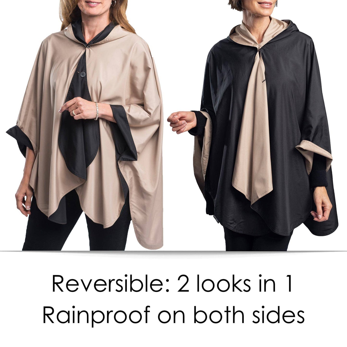 RainCaper - Black & Camel Rain & Travel Cape