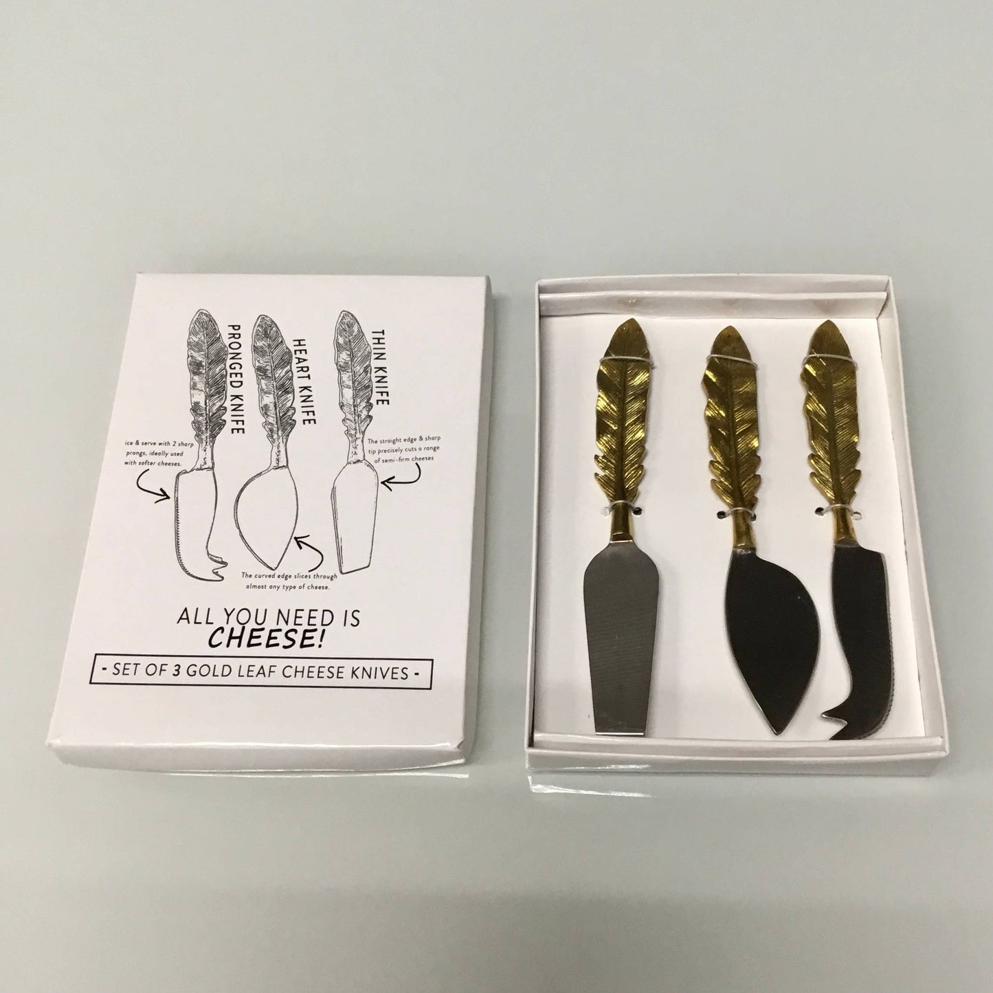 India Handicrafts Inc - Alu-Gold Leaf Cheese Tools, Set of 3