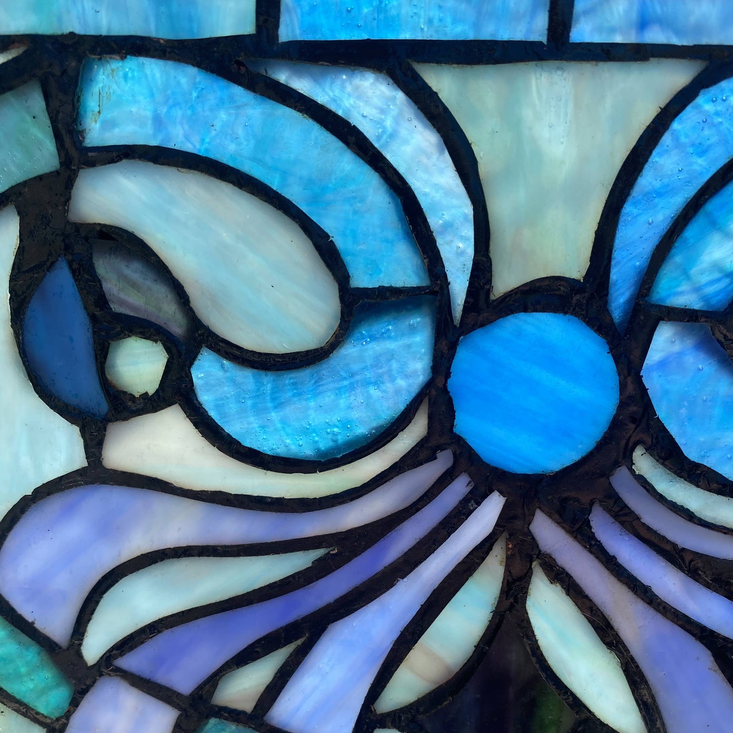 River of Goods - 12"H Ilsa Blue, Purple & Green  Stained Glass Window Panel