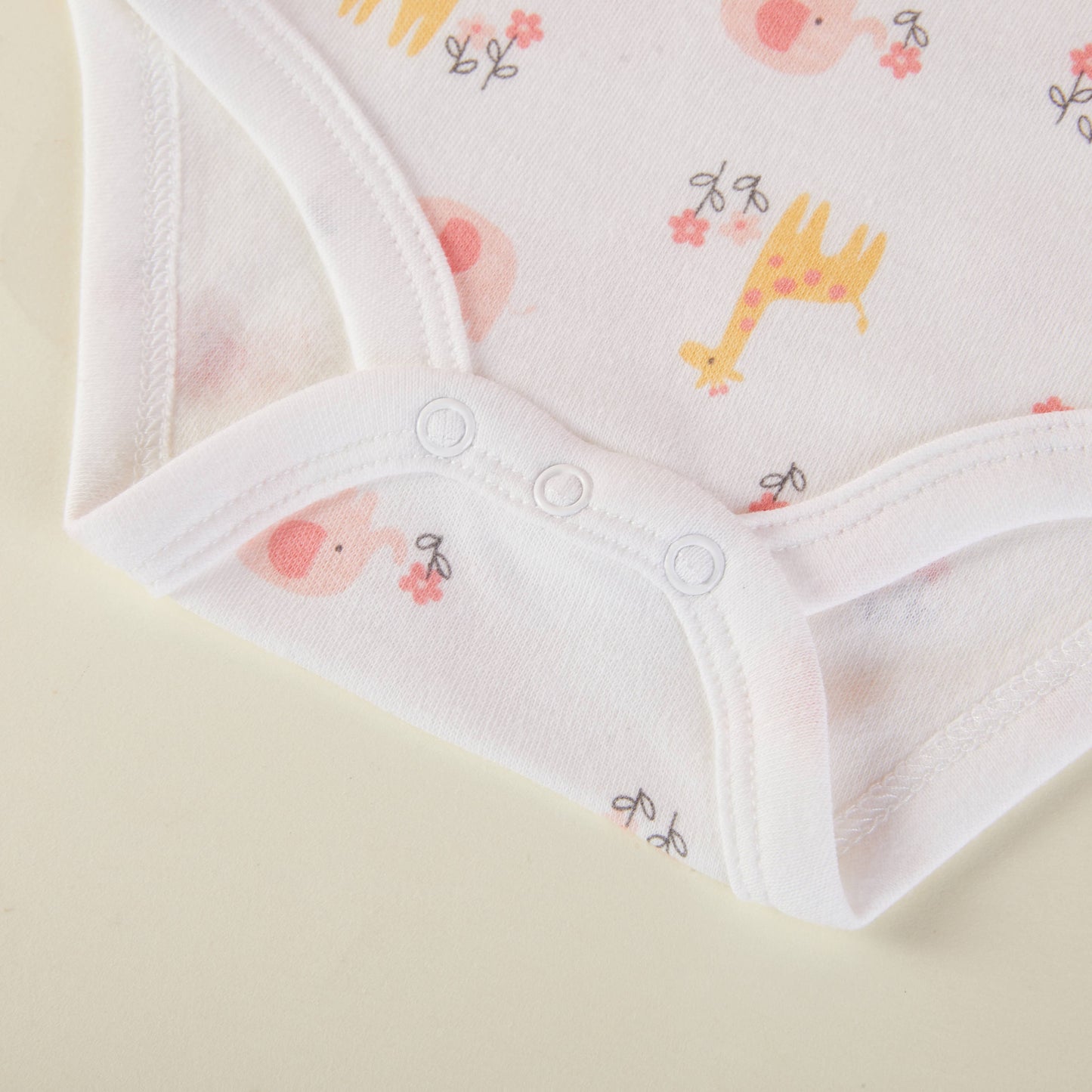 Lollipop Dreams - Pack of 3 Baby Girls Giraffe & Elephant Pattern Bodysuits: 3-6M