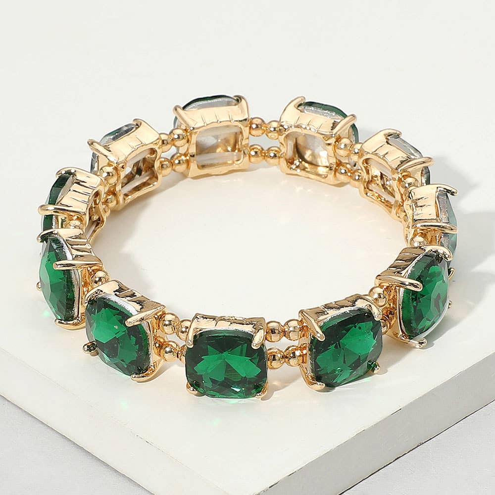 Sensibling Corp. - Cushion Square Stone Stretch Evening Bracelet: GCL
