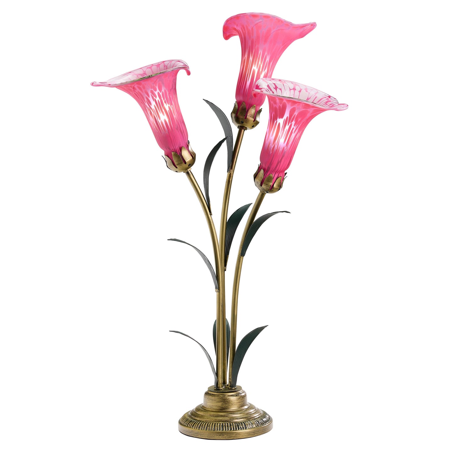 River of Goods - 23.5"H Fuchsia 3 Shade Handblown Glass Calla Lily Table Lamp