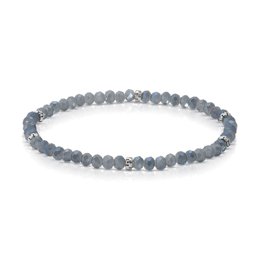My Fun Colors - Mini Crystal Beaded Stretch Bracelet | So Many Great Colors!: Slate ab+Silver Accent (MC113S)