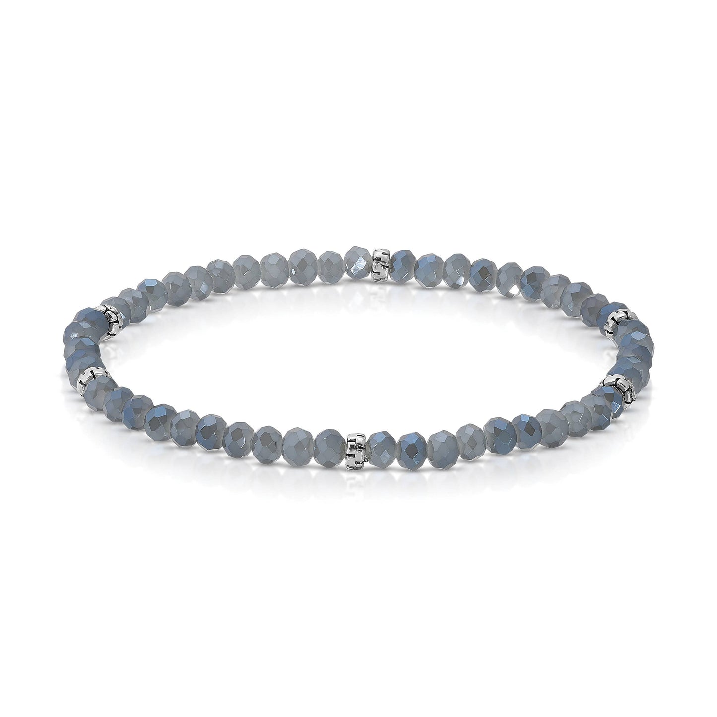 My Fun Colors - Mini Crystal Beaded Stretch Bracelet | So Many Great Colors!: Light Blue ab+Silver Accent (MC803S)