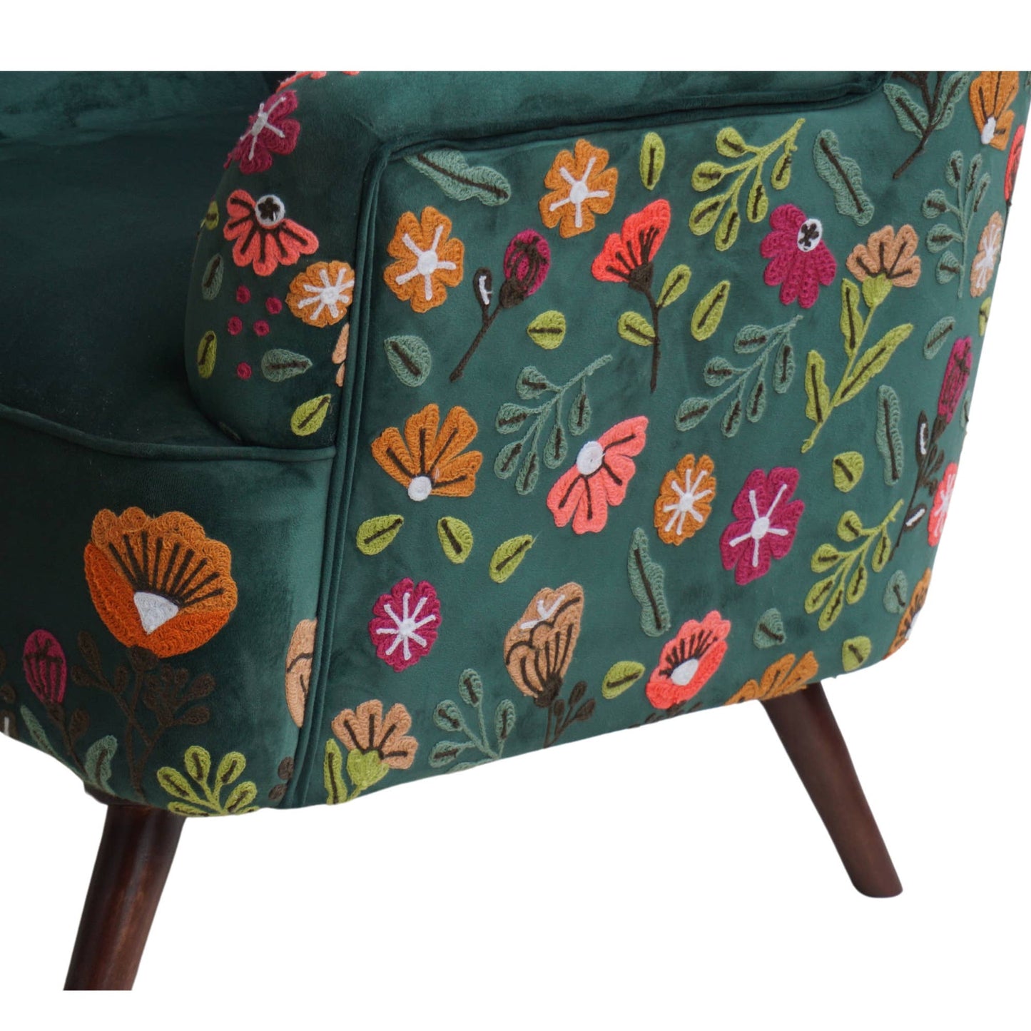 LR Home - Floral Bohemian Embroidered Handmade Accent Chair