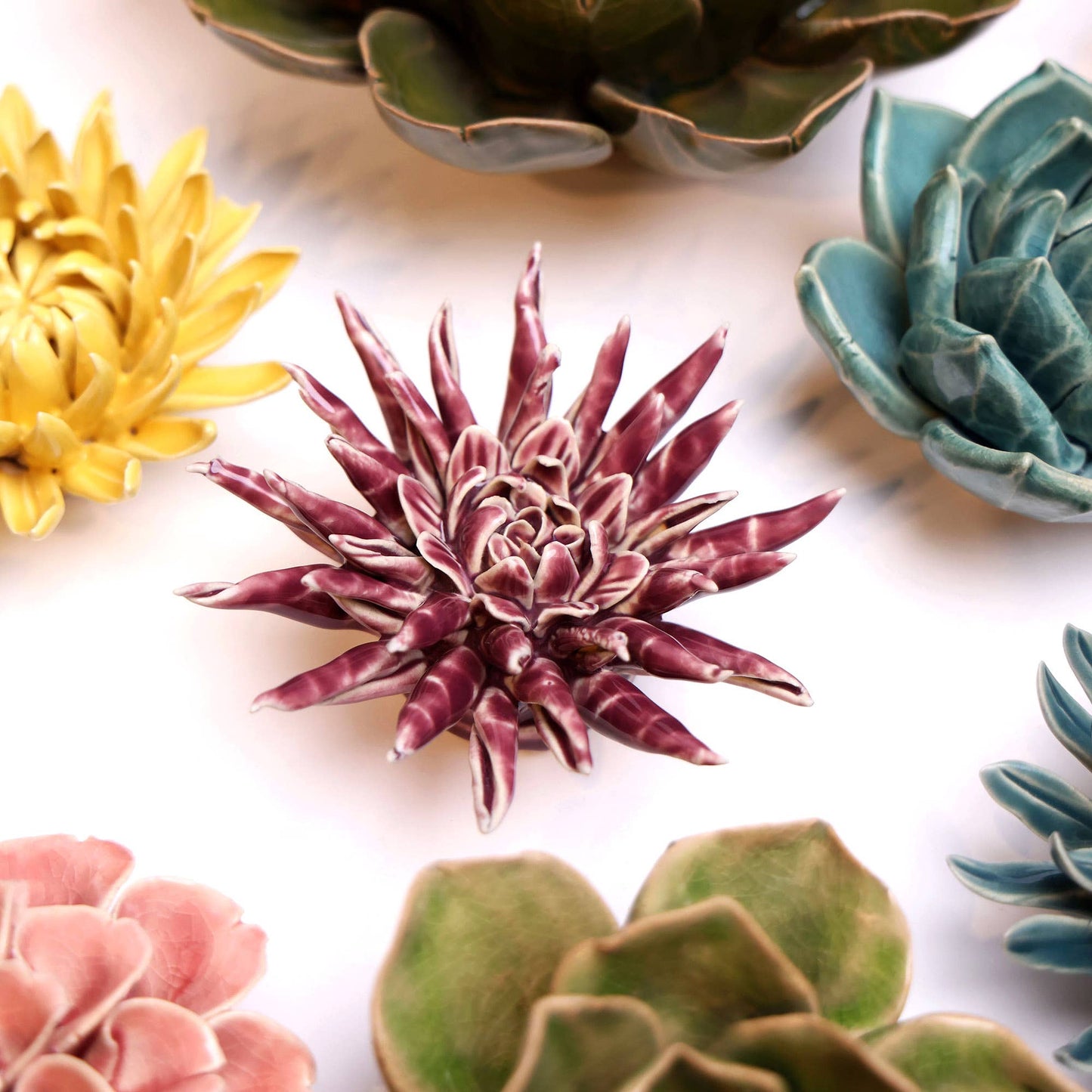 Chive - Coral 11 - Ceramic Faux Flowers: Flower Pink