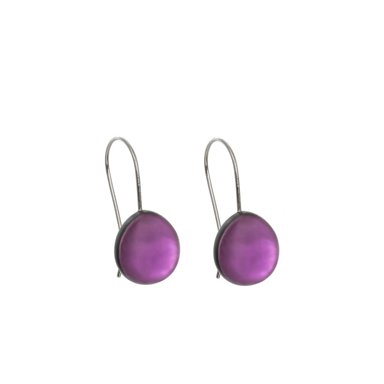 Origin Jewelry - Resin & Shell Drop Earrings - SMALL, Rounded Edge, 0.5": Red