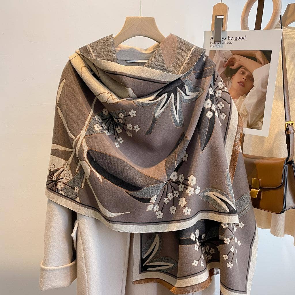 Winding River - Gray / Black Garden Reversible Wrap – Artisan Shawl