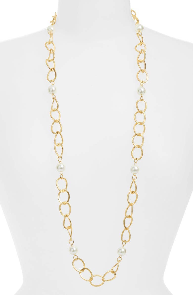 KARINE SULTAN - Pearl station necklace: Gold