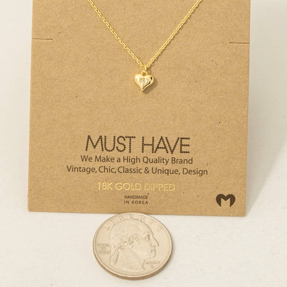 The Looks by Fame Accessories - Gold Dipped Mini Heart Pendant Necklace: G