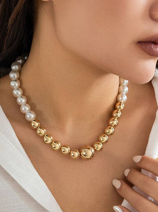 Elanora - Beaded Contrast Color Dainty Necklace Necklaces Accessories: GOLD / One_size