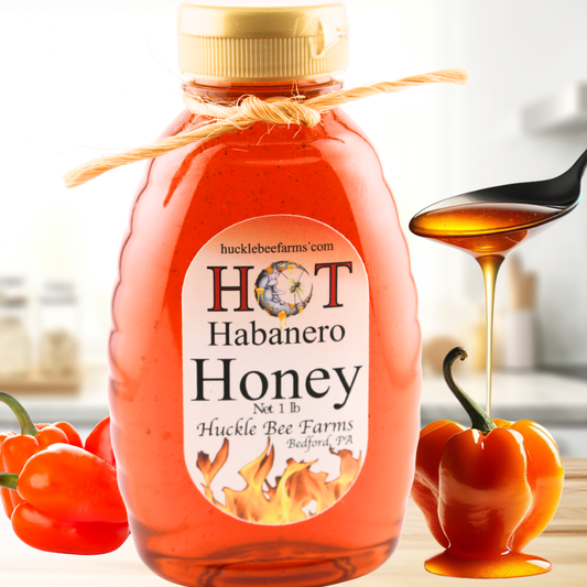 Huckle Bee Farms LLC - 🔥 Habanero Infused Raw Honey 🔥: 1 lb Bottle