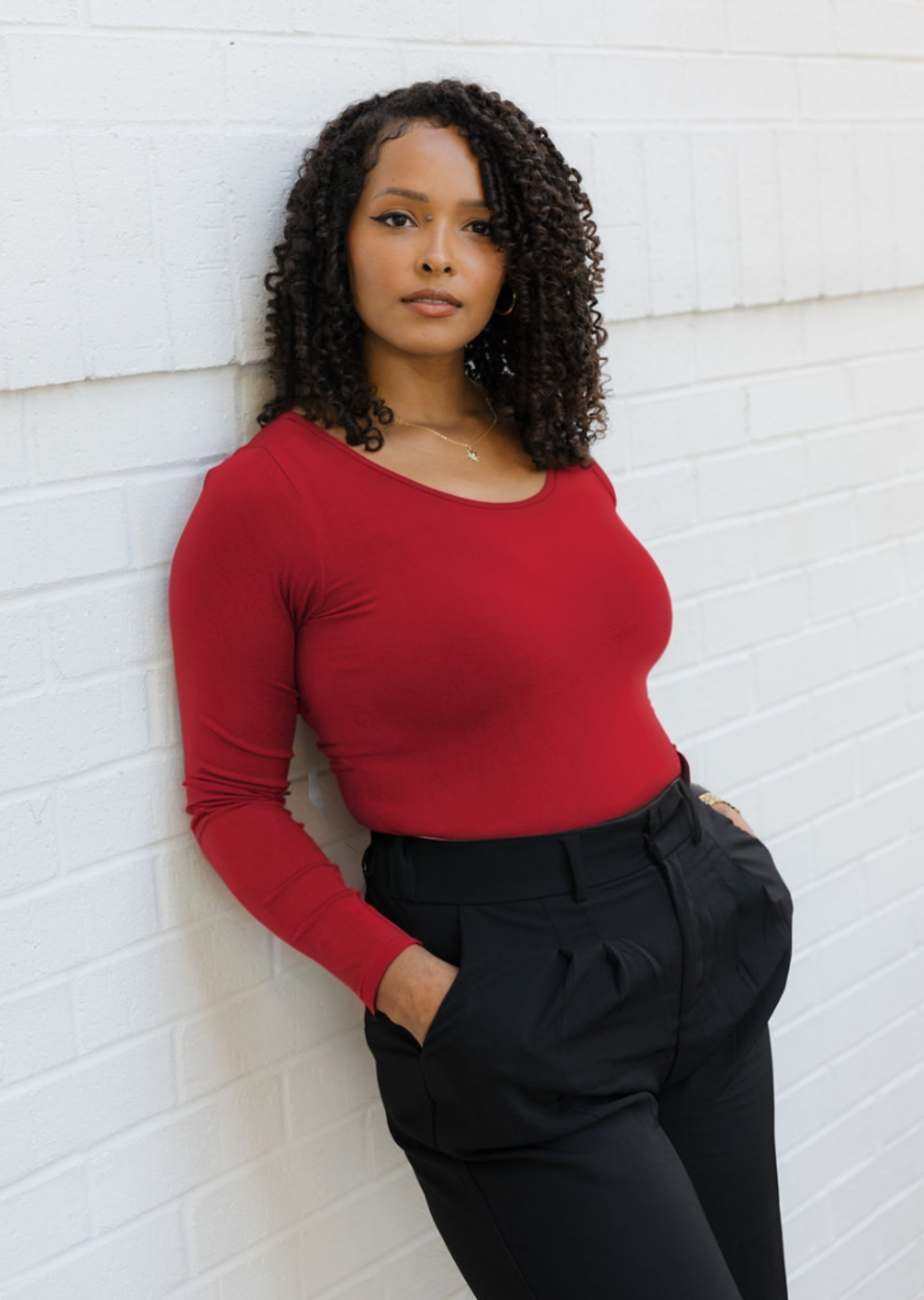 ELIETIAN - Reversible Long Sleeve - Curvy Fit: Chocolate