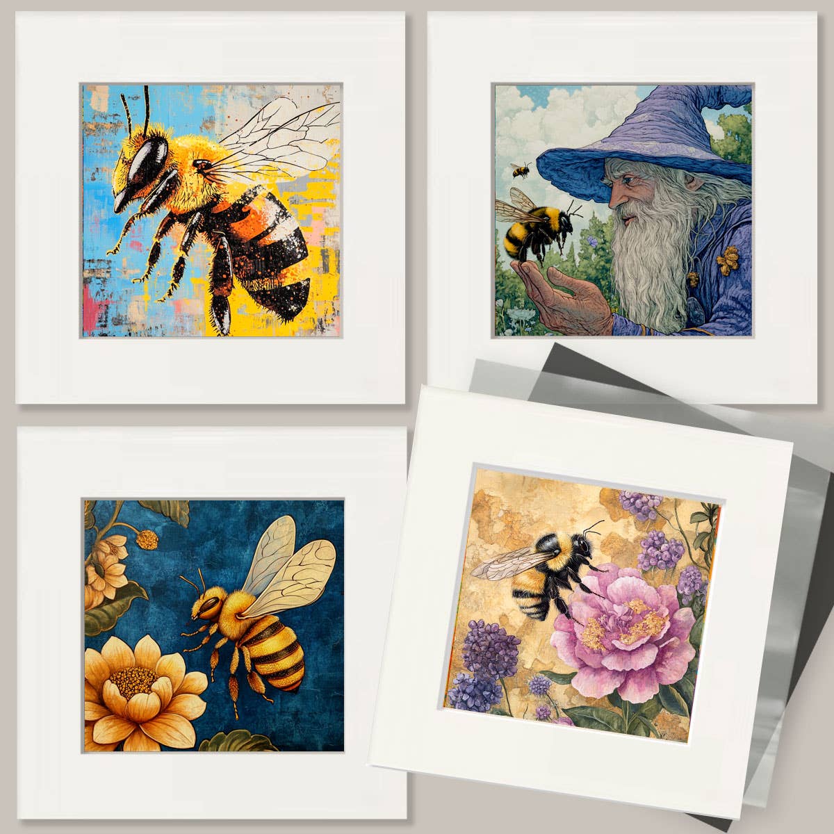 Mowbi - Small Fairy Talking to a Bee - Honey & Bee Wall Art Prints – 8″x10″ Artwork for 11″x14″ Frame
