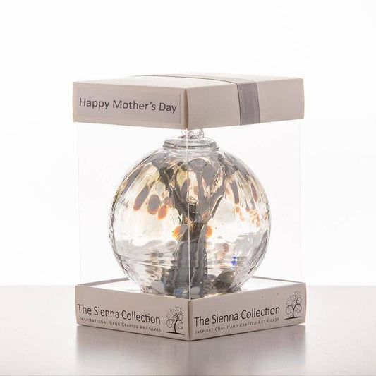 Sienna Glass - Mother's Day 10cm Spirit Ball - Pastel Silver