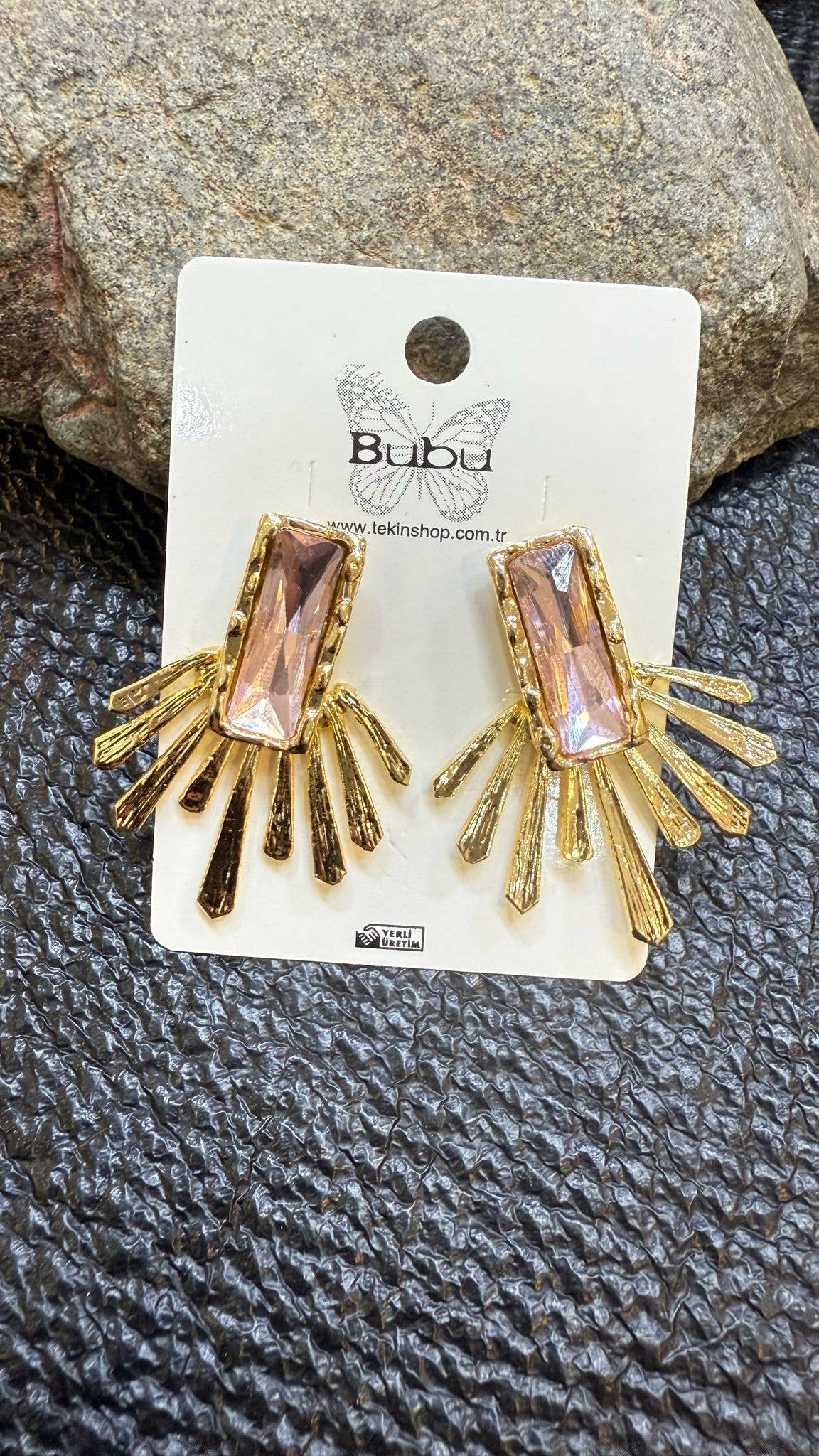 BUBU BY TEKIN SHOP - Sunburst Design EARRİNGS : Green