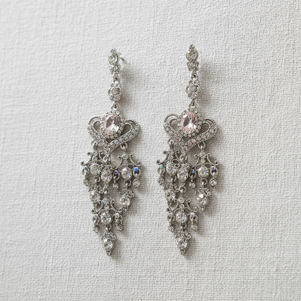 camilla dovey - Pink Crystal Heart Tassel Earrings