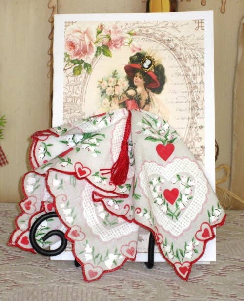 MOMENTS IN THYME - Romantic Lady Keepsake Hanky Card: Pink and Blue