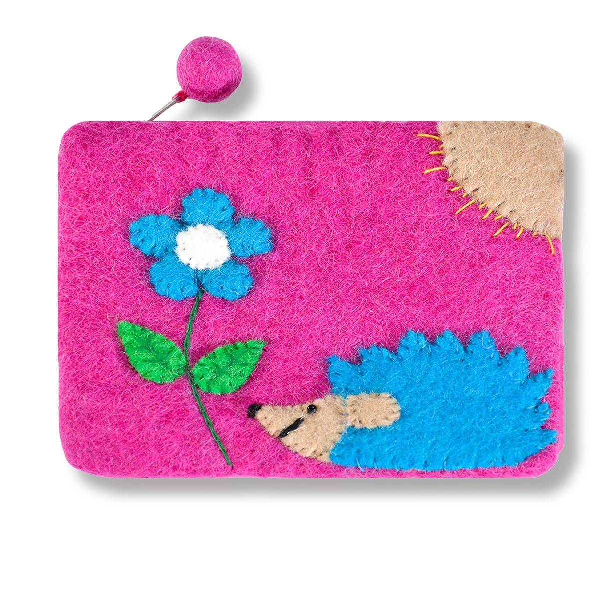 BNB Crafts Inc. - Hedgehog and Flower Coin Purse: Blue