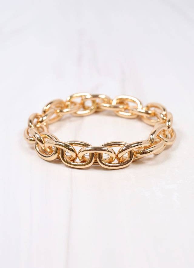 Caroline Hill - Teresa Link Stretch Bracelet GOLD: Default