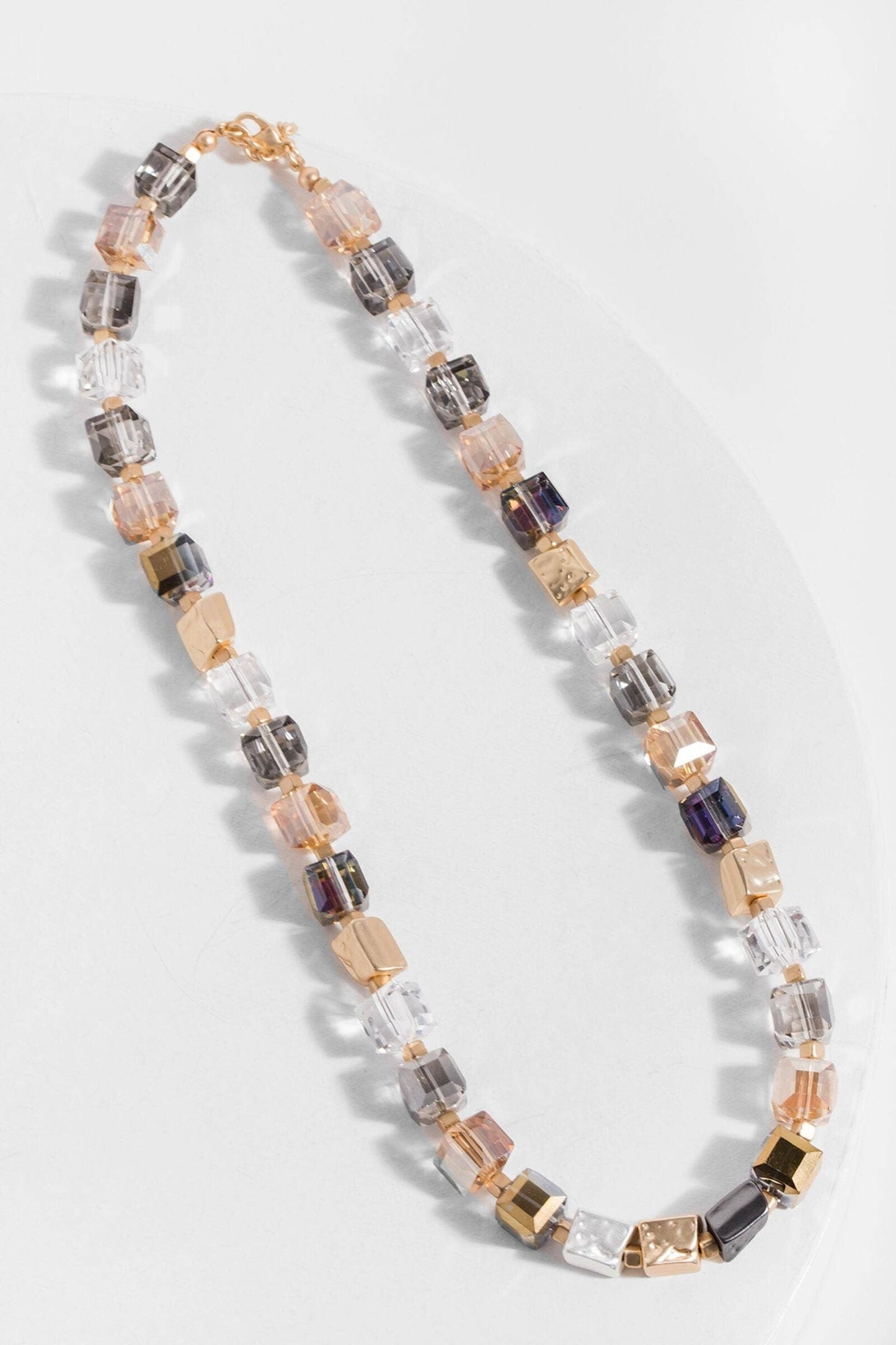 SAACHI - Faceted Glass Bead and Stone Necklace: Navy