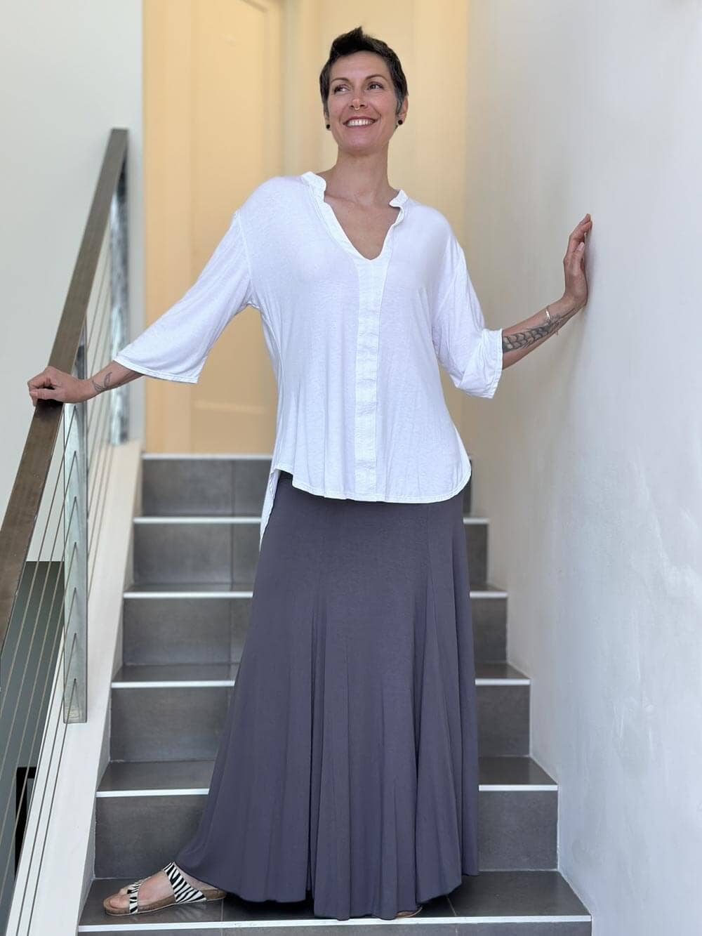 CARAUCCI - Kurta Tunic: Navy / One Size