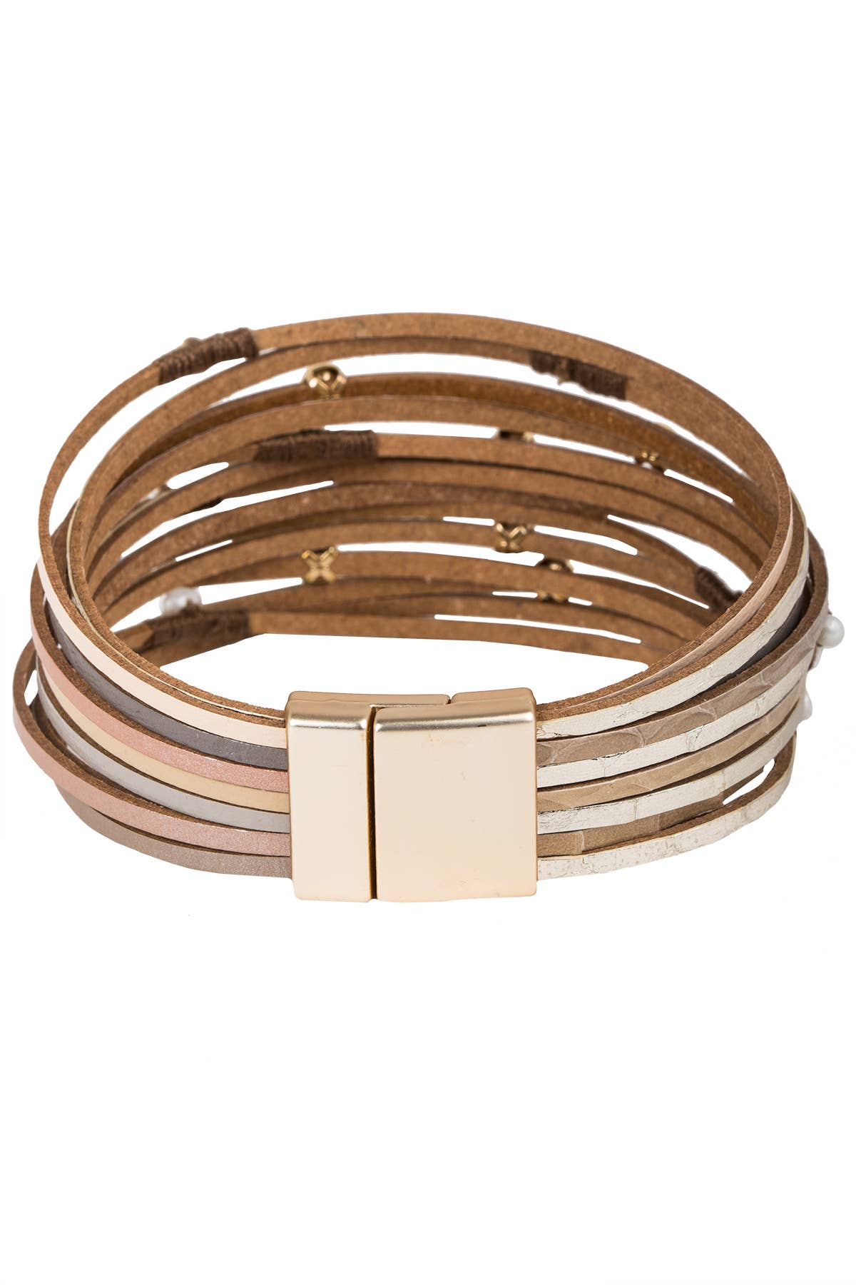 SAACHI - Bubbly Multi Strand Leather Bracelet: Champagne