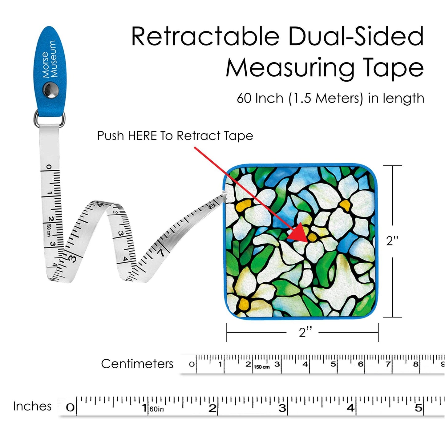 RainCaper - Tiffany "Field of Lilies" Compact Retractable Tape Measure – Dual-Sided, 60"/150cm