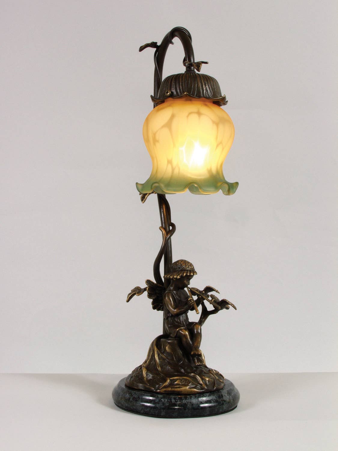 AA Importing - Angel w/ Flute Accent Lamp & Tulip Glass Shade