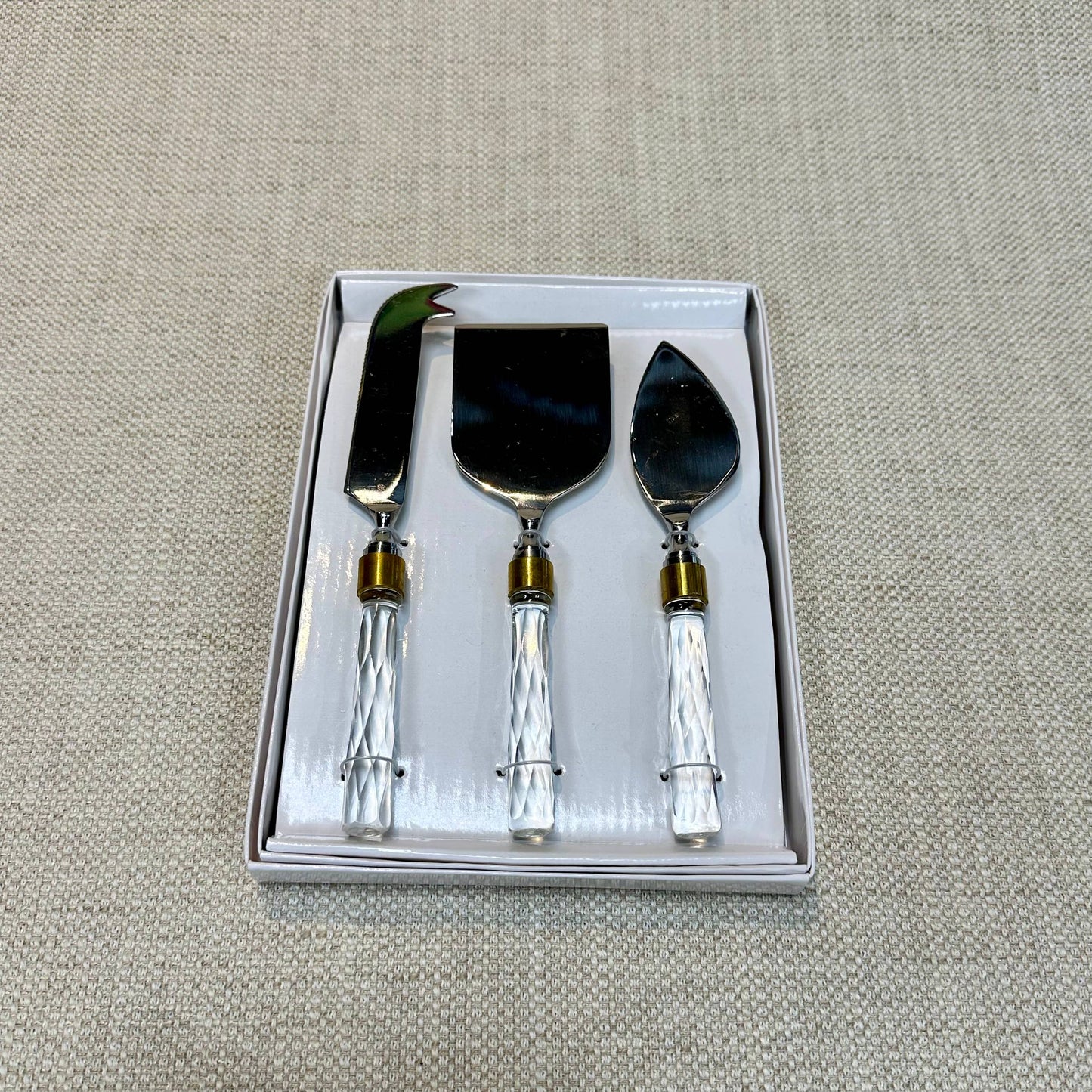 India Handicrafts Inc - Cheese Set with Glass Handles, Set of 3