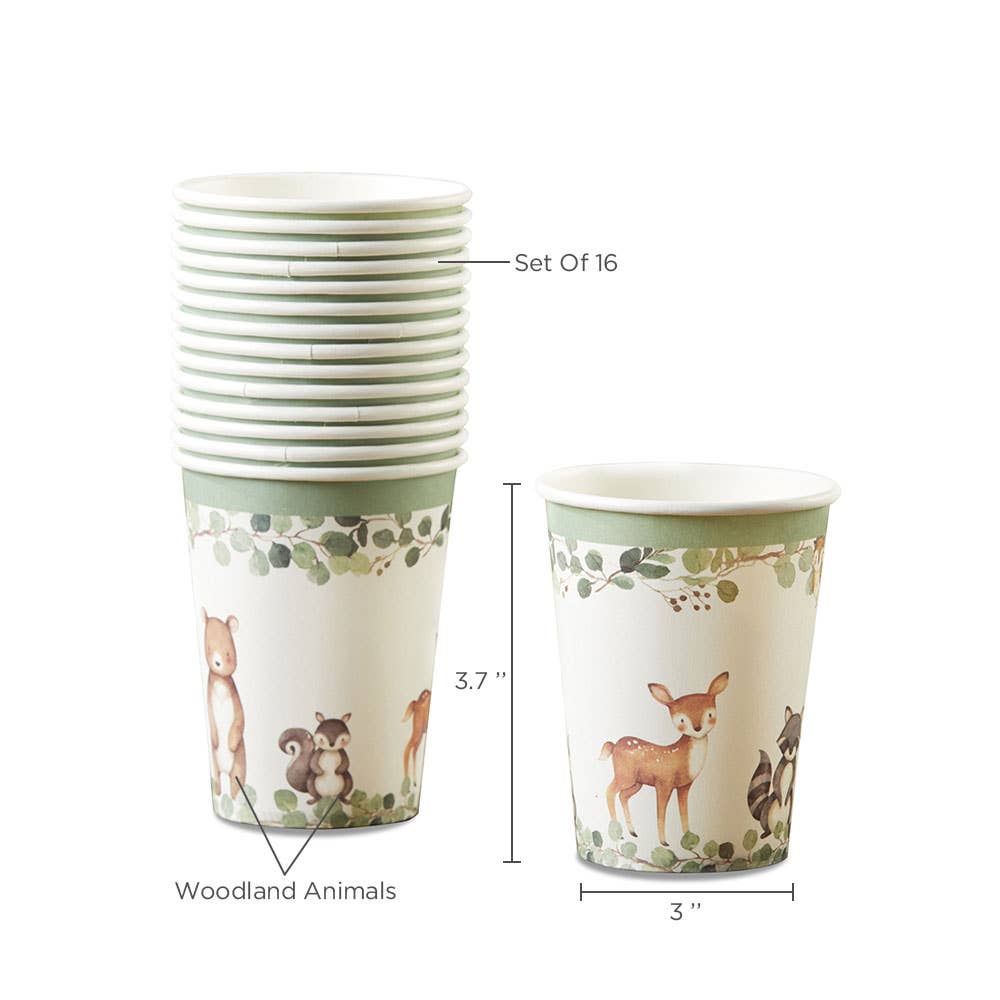 Kate Aspen - Woodland Baby 8 oz. Paper Cups (Set of 16)