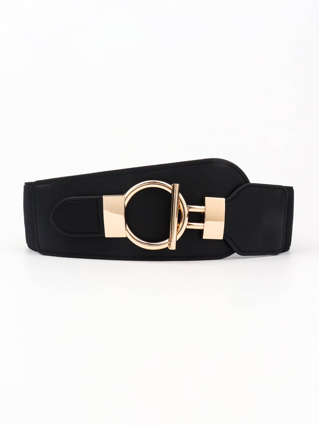 Kustom Kreations Goods - PU Elastic Wide Belt with Alloy Buckle: Black / One Size