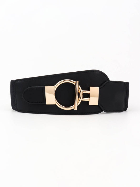 Kustom Kreations Goods - PU Elastic Wide Belt with Alloy Buckle: Black / One Size