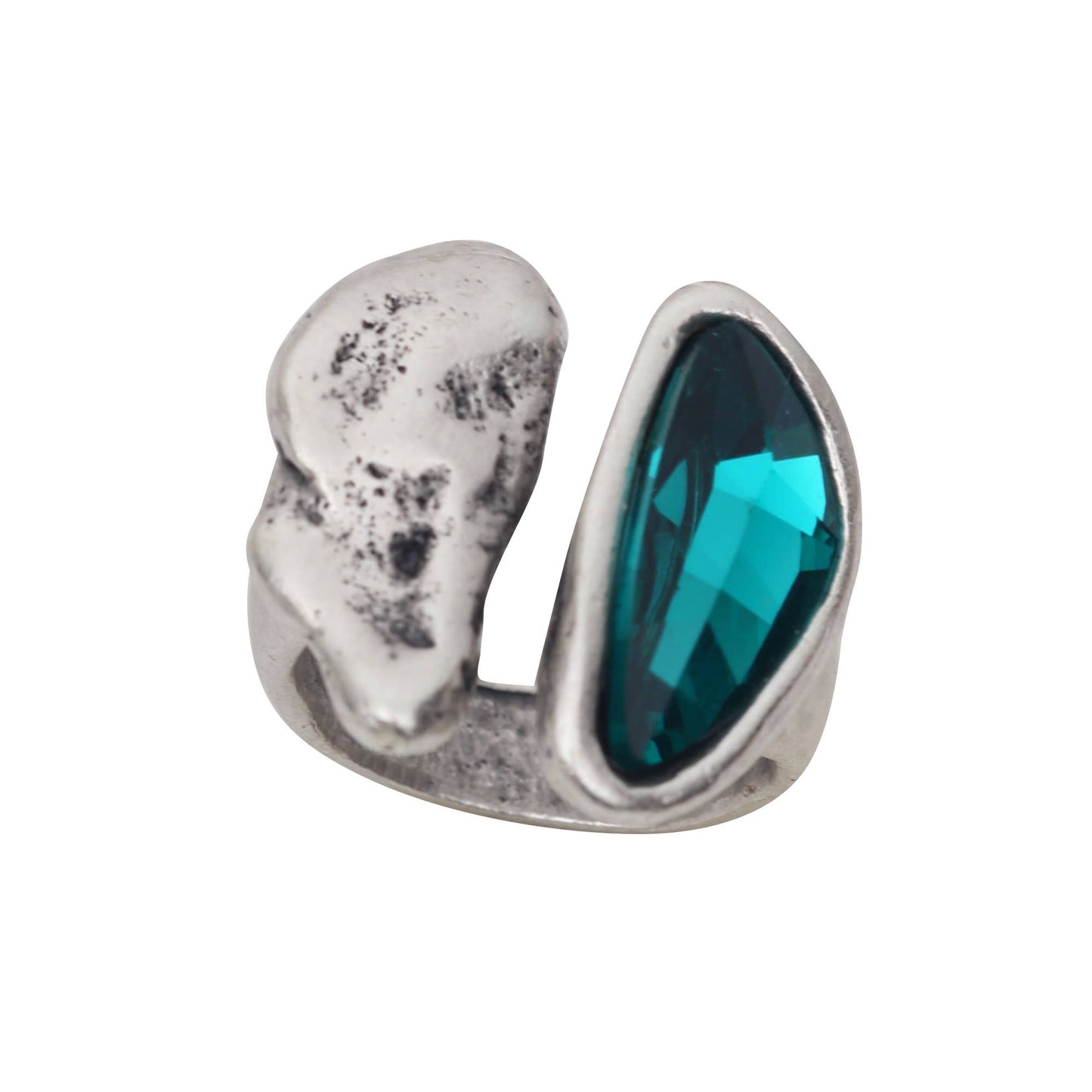 Chanour - Handmade Green Crystal Brass Ring - 6992