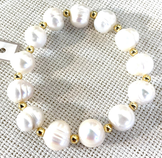 Studio G - Potato Pearl with Gold Bead Bracelet