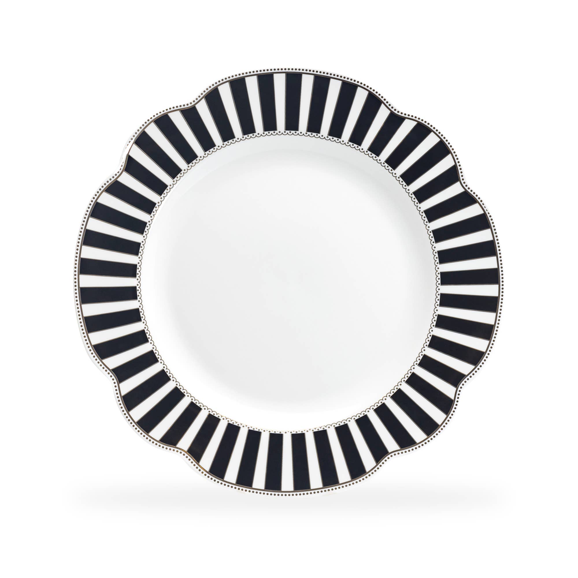 Grace Teaware Josephine Black Stripes Fine Porcelain Dinner Plate