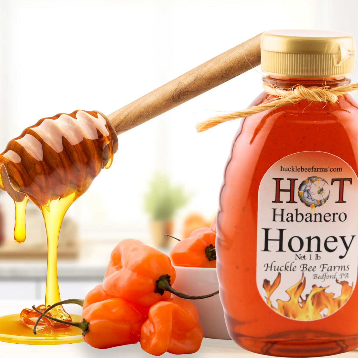 Huckle Bee Farms LLC - 🔥 Habanero Infused Raw Honey 🔥: 1 lb Bottle