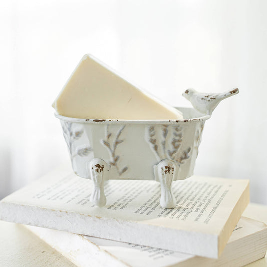 Foreside Home & Garden - Lyra Vintage Clawfoot Bathtub Mini Planter White Soap Dish