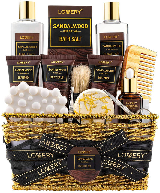 Lovery - Fathers Day 14Pc Sandalwood Bath Set, Beard Grooming Kit